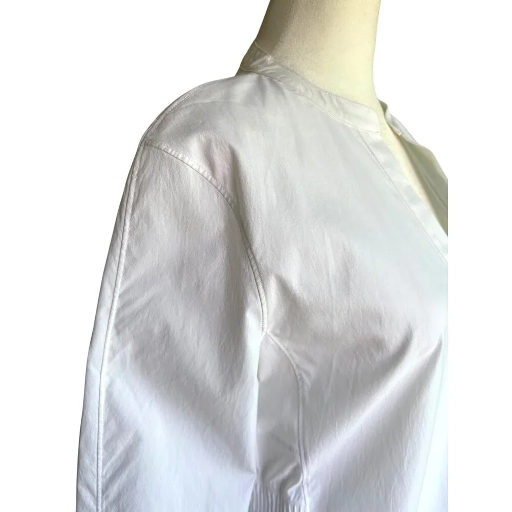 Athleta Womens Shirt Medium Tunic Blouse Pullover White Elastic Waist Oversized‎